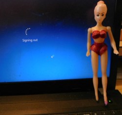 7.5" LIGHT PLASTIC 1960S BILD LILI CLONE DOLL, RED BRA, PANTIES, ONE HEEL
